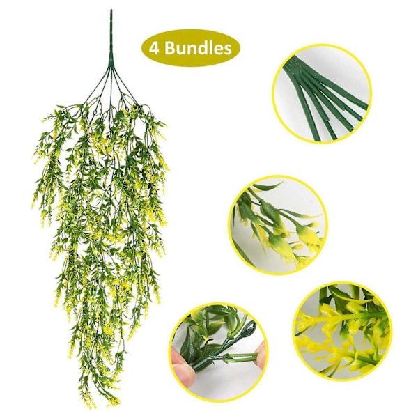 Simulert Vegetativ Kunstig Hengende Lavendel Veggmontert Rattan Bregne Ivy Scene Hjem Dekor Ornamenter Yellow Green