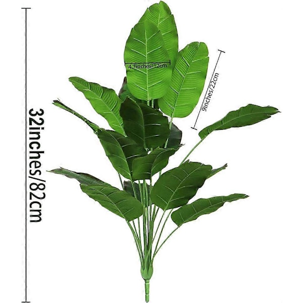 Konstgjorda växter 81 cm Höga Falska Bananträdsblad med Stjälkar Faux Paradisfågelpalm Imitation Blad Tropisk Grönska Blommig Djungel Bea Red Green 1 PCS