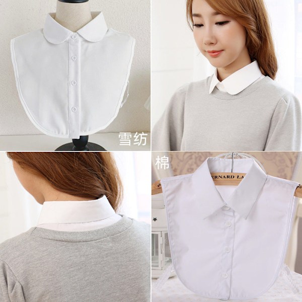Dame falsk krave Aftagelig halv Indre Beklædning Base Vinter Shi sparkling style round neck white