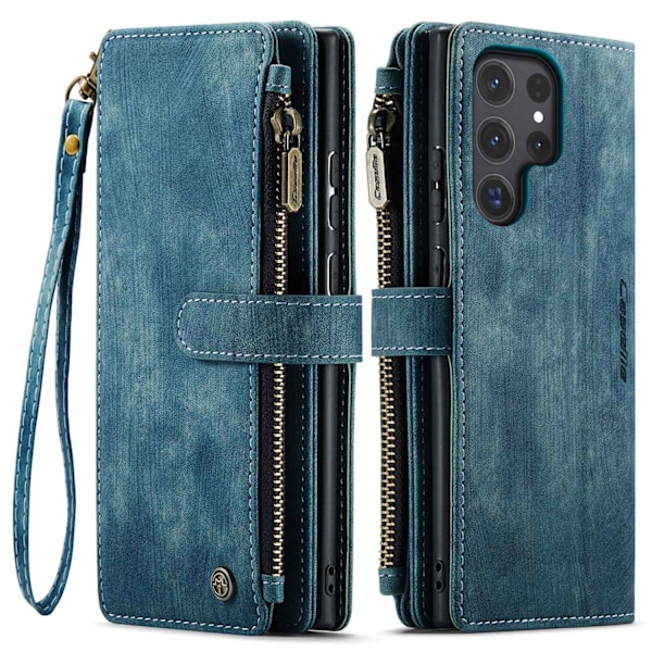 Etui til iPhone 16 Plus blått Flip Wallet med kortholder