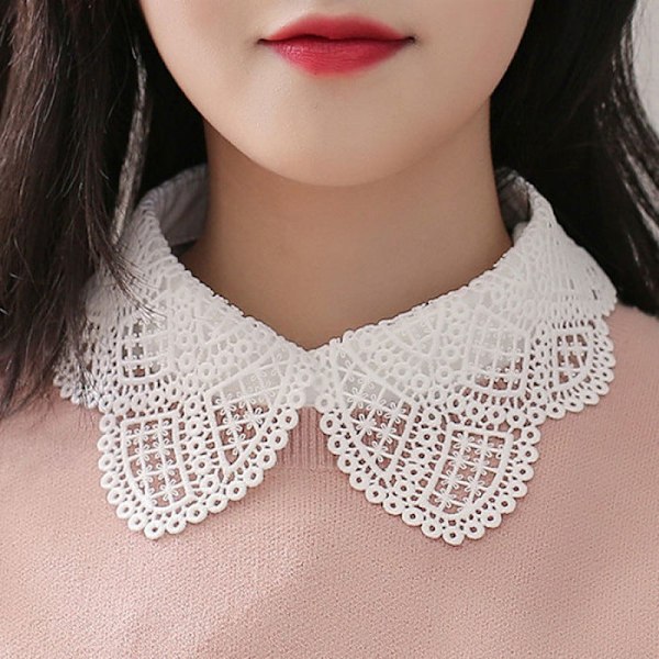 Lös krage för damer Avtagbar halv chiffong Matchande skjorta Fas White lace petal collar-average size