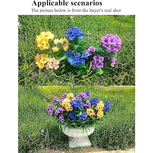 Pakke med 3 50cm Kunstig Geranium Blomsterbusk Silkeplante Hjem Hengehagedekor UV-bestandig Geranium flower Purple 6