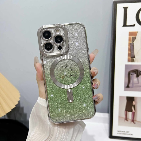 Fodral för iPhone 14 E Glitter Magnetisk Silver Noz35537