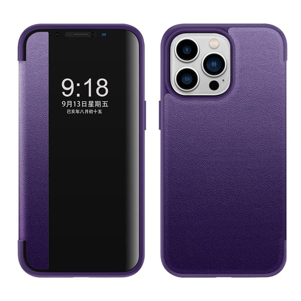 Fodral för iPhone 14 plus Roland Lila Läder Flip