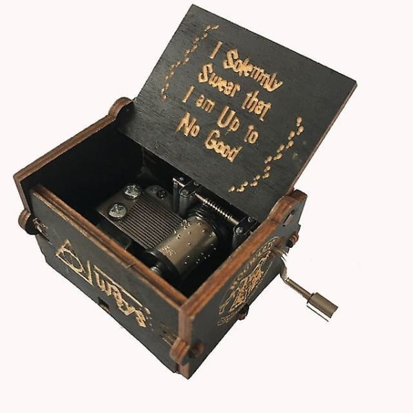 H Cranked Wooden Music Box - Harry Potter Game Of Thrones Star Wars HP black