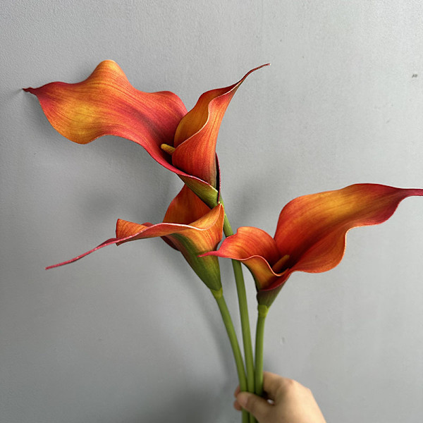 High-End Kunstig Calla Lily Dobbelt Kronblad Bryllupsbuket Hotelindretning Double petal horseshoe deep orange