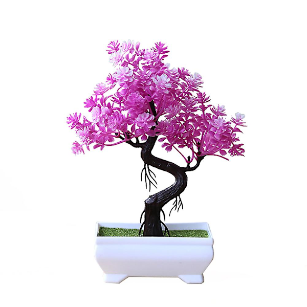 Kunstig potteplante Bonsai Simulering Plante Hjem Dekor Bordpynt Rose Red
