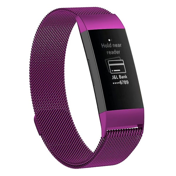 Mörk Lila Mörk Lila Magnetiskt Klockarmband i Rostfritt Stål kompatibelt med Fitbit Charge 4 / 3 liten Storlek: 190x18mm (blå) Storlek 190x18mm