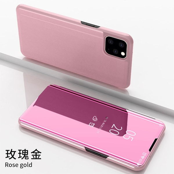 Kotelo iPhone 16:lle, ruusukulta, 3D-peili, älykäs läppäteline