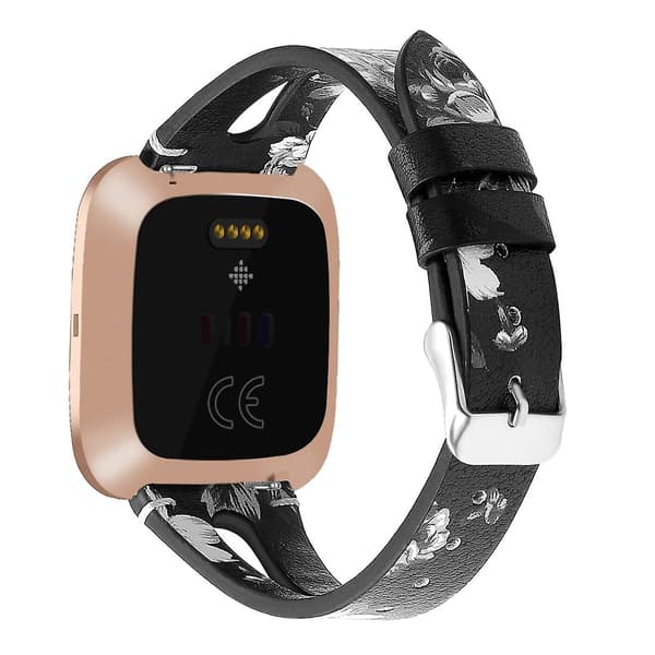 Sort Aske Blomst Sort Aske Blomst kompatibel med Fitbit Versa 2 Rem kompatibel med Fitbit Versa 2