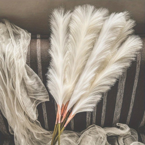 4-pak 80 cm Fluffy Pampasgræs Kunstig Pampas Bordvase Dekoration Stor Tørret Blomsterbuket H White 4 Pcs