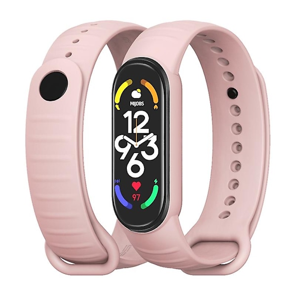 Vaaleanpunainen TPU-ranneke yhteensopiva Xiaomi Mi Band 7 / 6 / 5 kanssa yhteensopiva Xiaomi Mi Band 7 / 6 / 5 kanssa