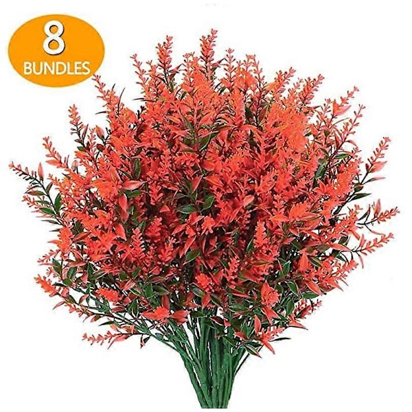 8 stk. Kunstige Lavendelblomster, Dekorative Kunstige Blomster, Kunstige Plastplanter og Utendørs, UV-bestandige Kunstige Blomster til Hjemmet