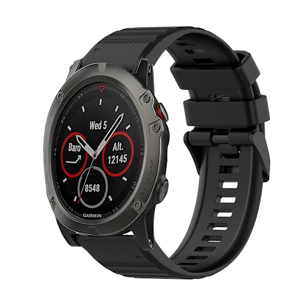 Sort Sort Silikone Urrem kompatibel med Garmin Fenix 5x Sapphire