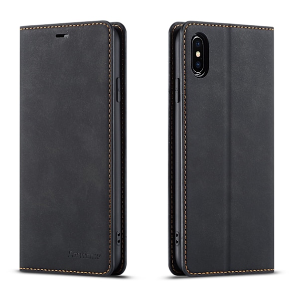 Etui til iPhone 15PRO sort Soft-Touch magnetisk flip-pung med kortholder