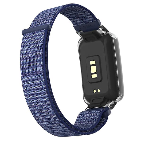 Midnattsblå PC-fodral + Nylon Loop-rem kompatibel med Xiaomi Mi Band 7 Pro