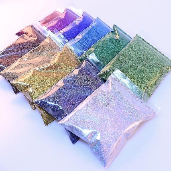 Fint Holographic Nail Glitter Powder - Laser Silver Nail Paljetter Hexagon Form 50G LS-15