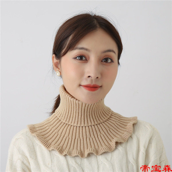 Dame falsk krave Aftagelig halv Pullover Hold Varmen Cervica Apricot