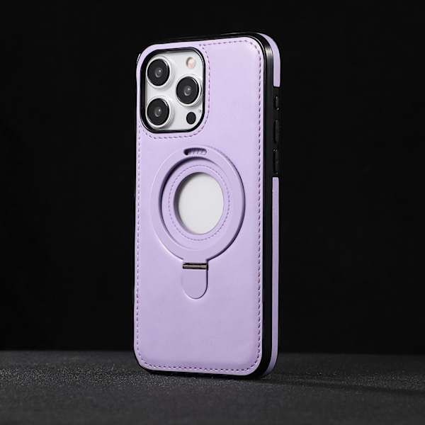 Etui til iPhone 15Promax Lys Lilla klassisk business Magnetisk stativ lædermønster