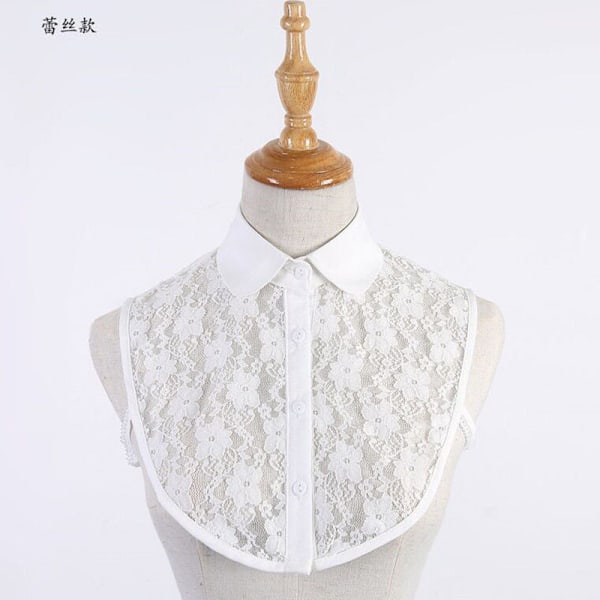 Naisten tekoviuluset St-up Viuluset Yhteensopiva Pitsi Kevät, Syksy White lace round neck-average size