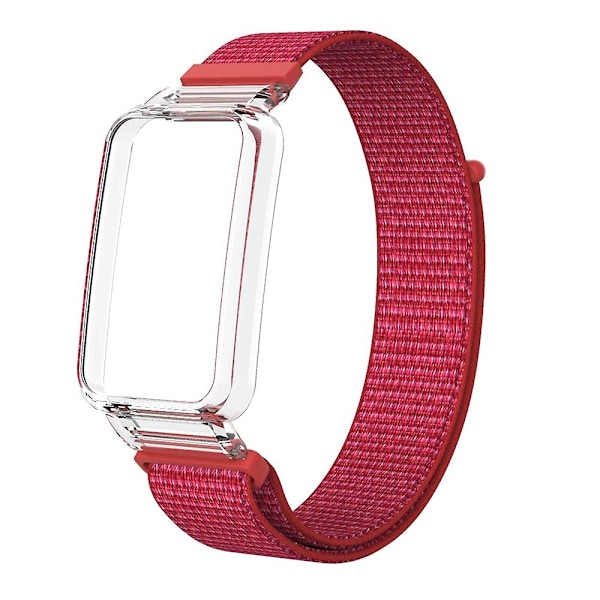 Rött PC-fodral + Nylon Loop-rem kompatibel med Xiaomi Mi Band 7 Pro