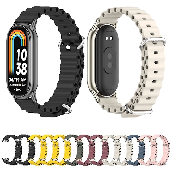 Svart Sølv Svart Sølv Mijobs Marine Silikon Pustende Rem kompatibel med Xiaomi Mi Band 8