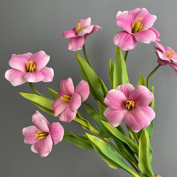 Højkvalitets PU Brun Tulipan Flap Blomst til Bryllupsdekoration i Hjemmet PU open tulip rose pink