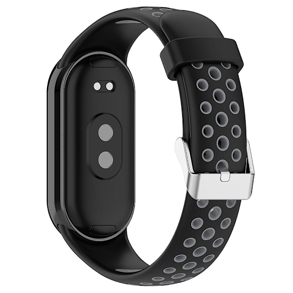 Svart Grå Svart Grå Stålplugg Silikon Armbandsrem kompatibel med Xiaomi Mi Band 8