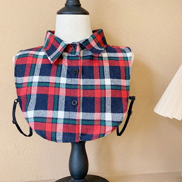 Dame falsk krage Avtakbar halv Plaid Vinter Business All- red black