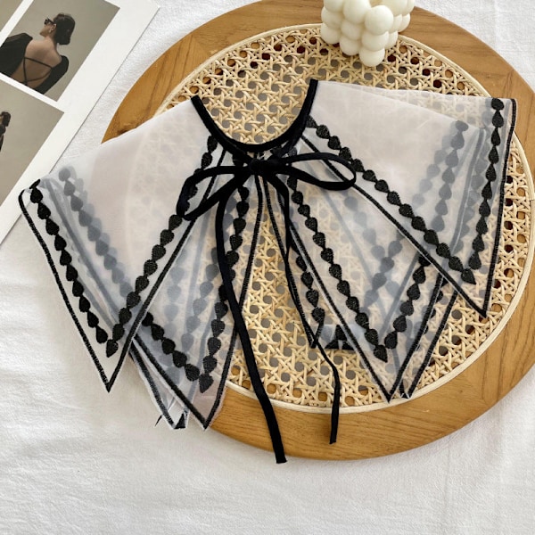 Dame falsk krage Avtakbar halv Avtakbar 'S Allsidig Lace coin-White