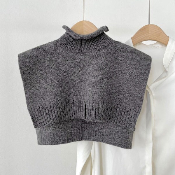 Dame falsk krage Avtakbar halv sjal Allsidig ensfarget Gray