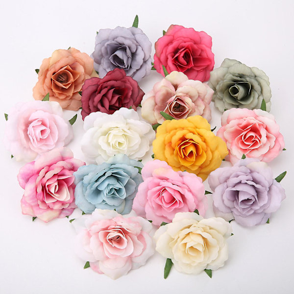 10 stk./sett Simuleringsblomsterhode Levende Langvarig Multifunksjonelle Kunstige Roseblomsterhoder for Bryllup Pink
