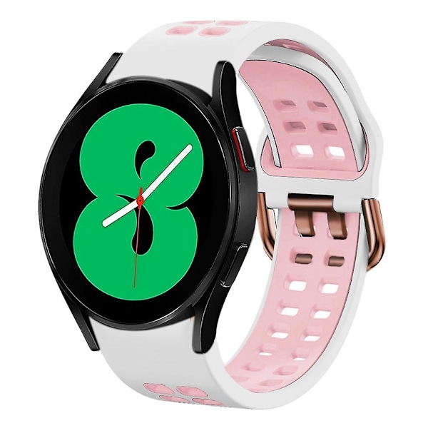 Hvid Pink Hvid Pink Silikone Urrem kompatibel med Samsung Galaxy Watch 4 44mm