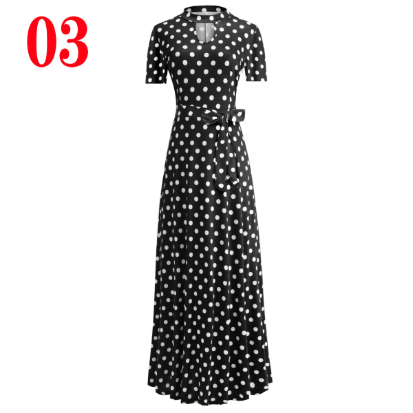 Sexigt mode Digitaltryck Mode Style Large Swing Dress Dress 03 short sleeve polka dot S