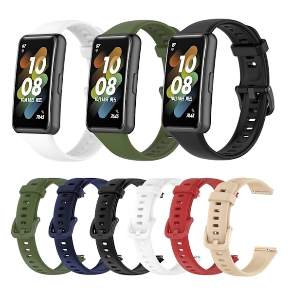Vit Vit Silikon Armband kompatibelt med Huawei Band 7 kompatibelt med Huawei Band 7