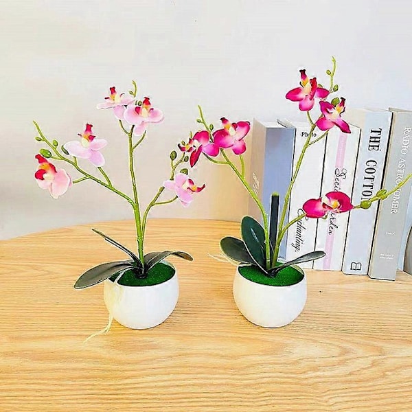 1 Sett Kunstig Potteplante Anti-deform Anti Falming Kunstig Silkeblomst Realistisk Iøynefallende Sommerfuglorkidé Blomsterbonsai for Fest White
