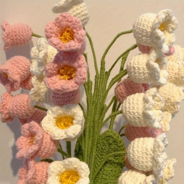 6 stk. 40 cm Hæklet Blomsterbuket Kunstig Liljekonval Håndlavede Strikkede Blomster Hæklede F Purple 6 Pcs