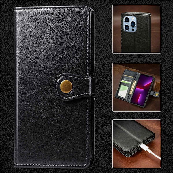Etui til iPhone 16 sort Flip business