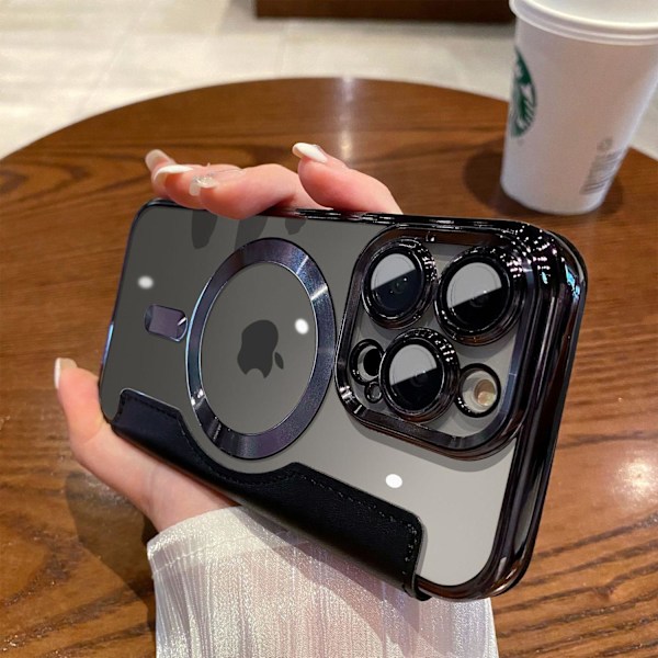 Etui til iPhone 14 Pro Max sort magnetisk flip fuld krop