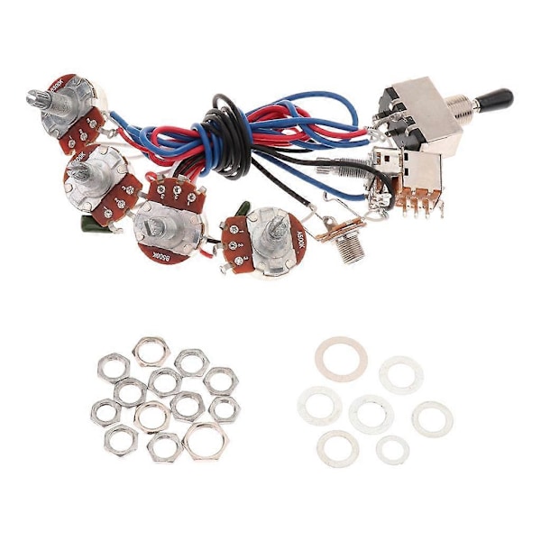 Gitarrkretskabelsats med 500K Potentiometer Växelströmbrytare Svart Black