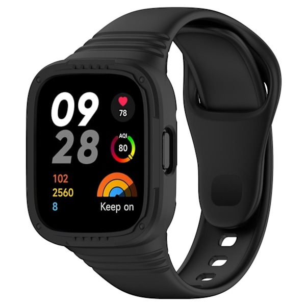 Svart Svart Integrert Silikonklokkereim kompatibel med Redmi Watch 3