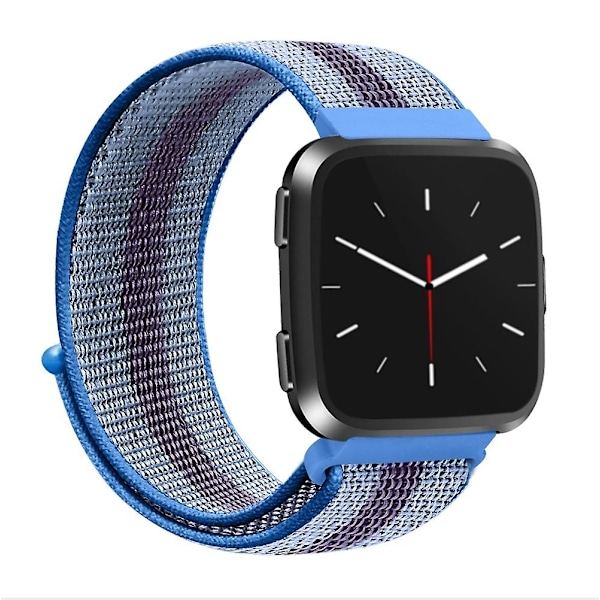 Blårandigt blått nylonarmband kompatibelt med Fitbit Versa 1 / 2