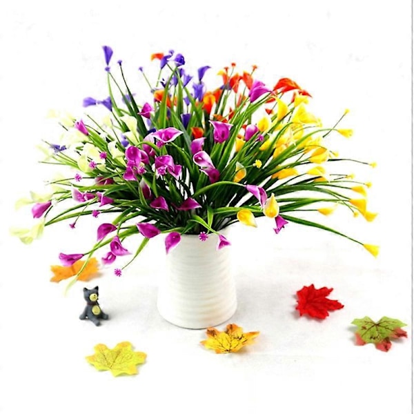 1 stk. Kunstig Brudeslør Calla Liljer Blomster Plante Bryllupsfest Hjemmeindretning Yellow