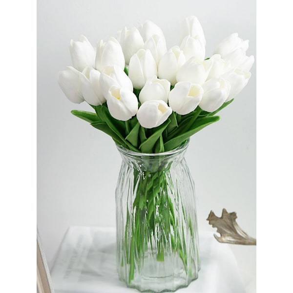 12 stk. Kunstige Tulipaner Blomster Real Touch Tulipaner til Dekoration Falske Tulipaner Blomsterarrangementer Kunst Baby pink