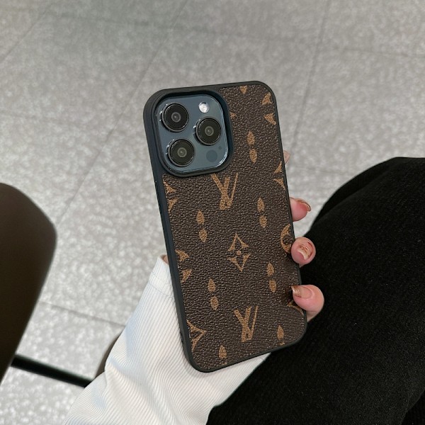 Etui til iPhone 16 Brun stor blomst lædertekstur