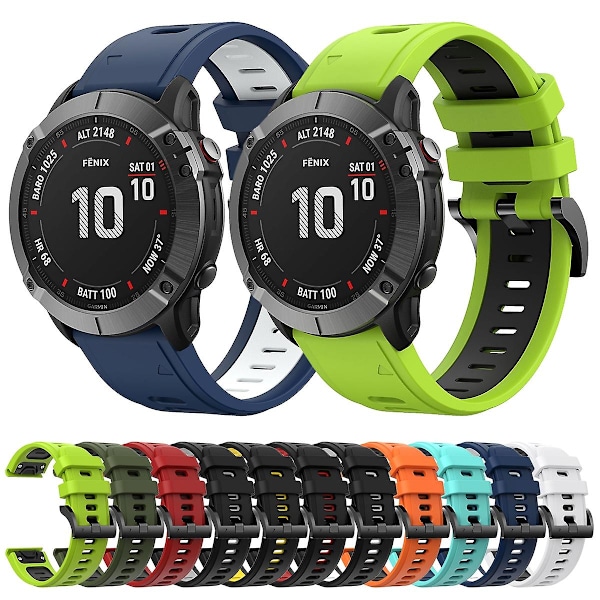 Svart Gul Svart Gul Silikon Armbandsur kompatibelt med Garmin Fenix 6 Pro Gps