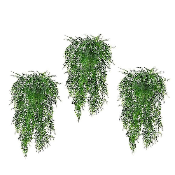 Kunstige hængeplanter, kunstige grønne plastikplanter til indendørs/udendørs/altan/væg/potte/have/dekoration, pakke med 3 stk.