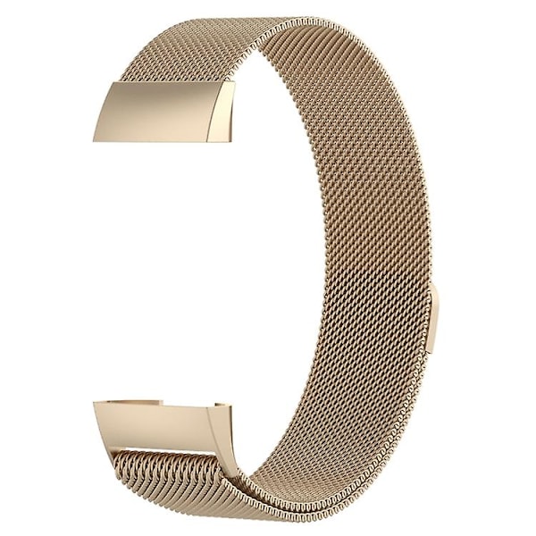 Samppanjakulta Ruostumattomasta teräksestä valmistettu magneettinen ranneke, yhteensopiva Fitbit Charge 4 / 3 kanssa, suuri koko: 210x18mm, koko 210x18mm