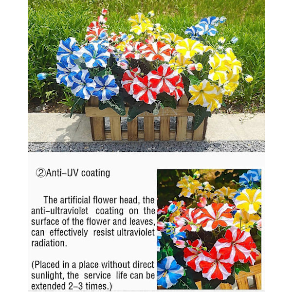 Pakke med 3 50cm Kunstig Geranium Blomsterbusk Silkeplante Hjem Hengehagedekor UV-bestandig Morning Glory 3