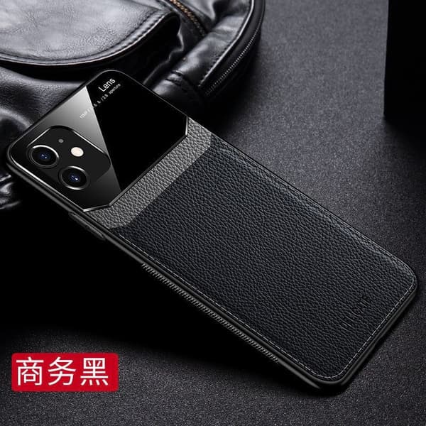Etui til iPhone 14 sort Pebbled læder Full-Body business